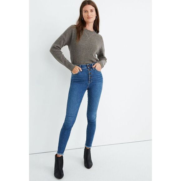 Madewell 10" High-Rise Skinny Jeans in Mackey Wash: Button-Front Edition Size 26 - Picture 1 of 16